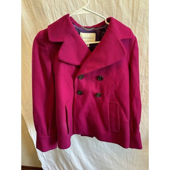 BANANA REPUBLIC‎ Womens Small Pink Double Breasted WOOL Blend Pea Coat Jacket - Picture 11 of 11